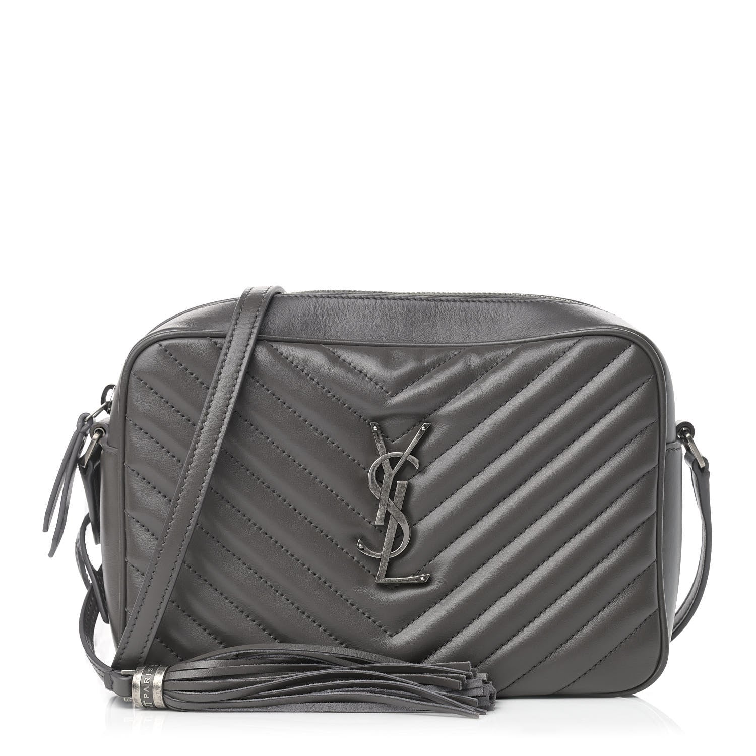 Saint Laurent Calfskin Matelasse Monogram Lou Camera Bag Grey 1 of 17