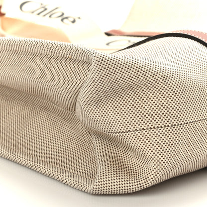 Chloe Cotton Calfskin Large Woody Ribbon Tote White Brown 7 of 8