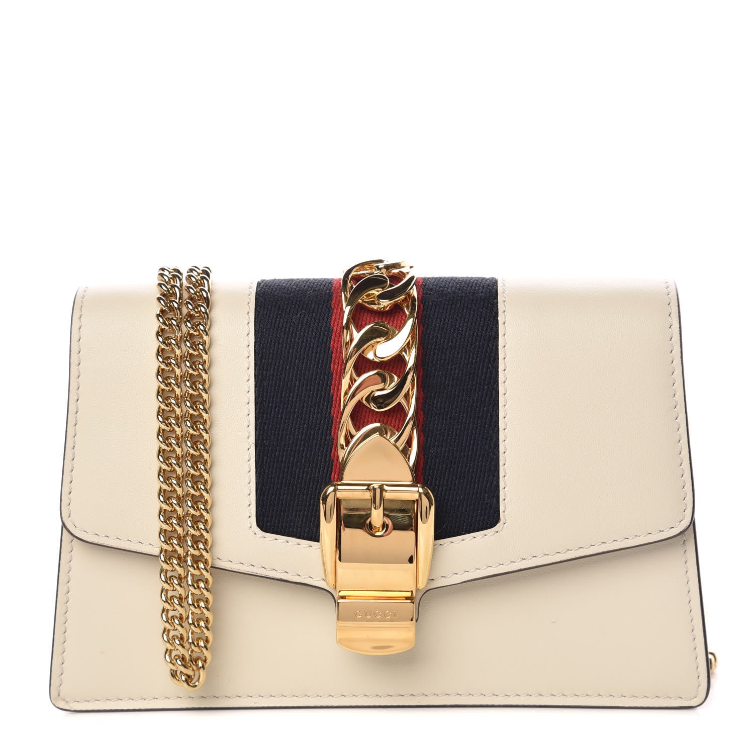 Gucci Calfskin Super Mini Sylvie Chain Shoulder Bag White 1 of 10