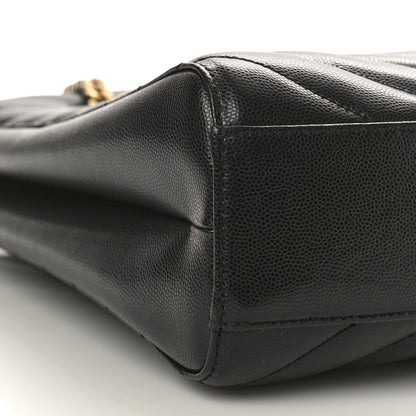 Saint Laurent Grain de Poudre Matelasse Chevron Medium Tribeca Shopping Bag Black 9 of 11