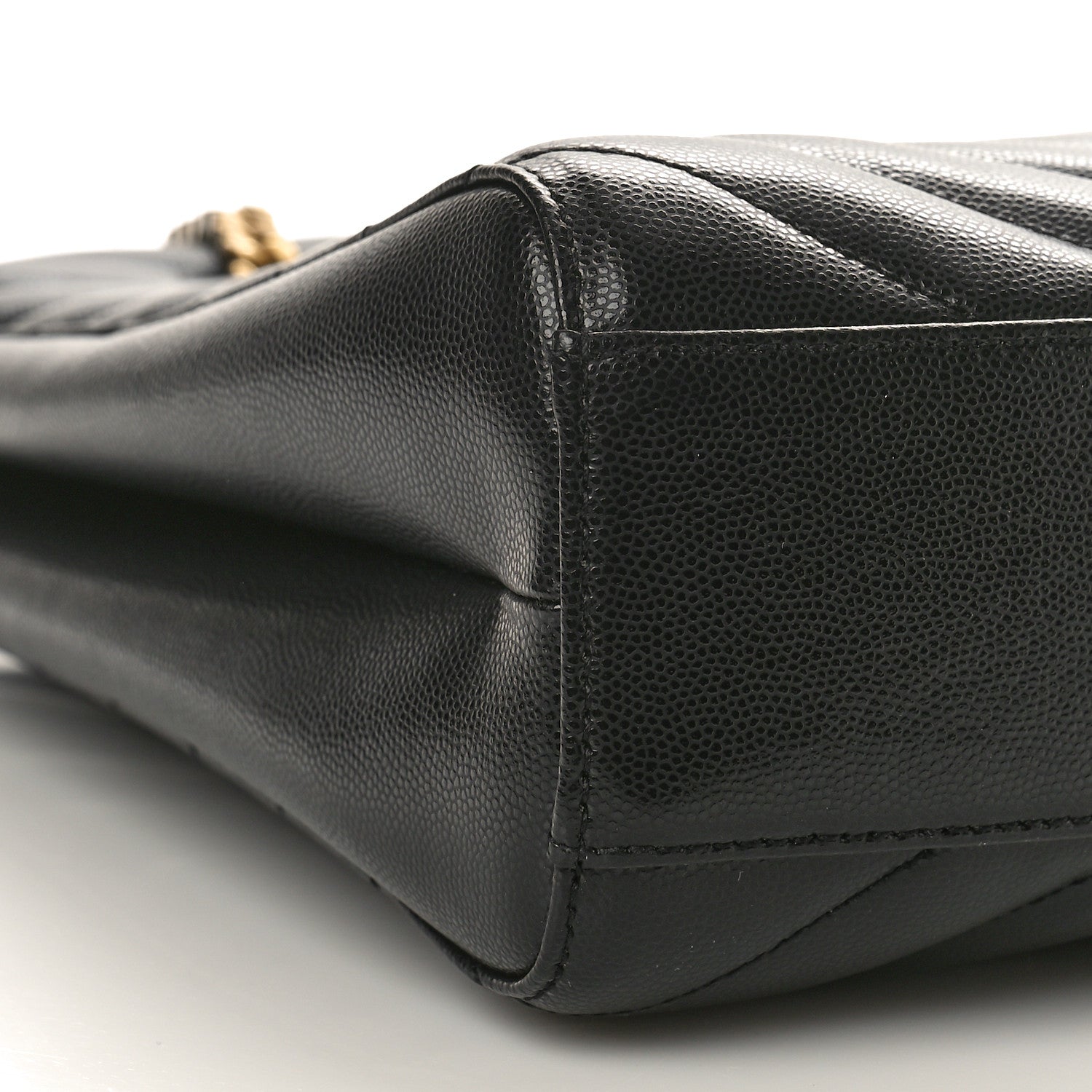 Saint Laurent Grain de Poudre Matelasse Chevron Medium Tribeca Shopping Bag Black 9 of 11