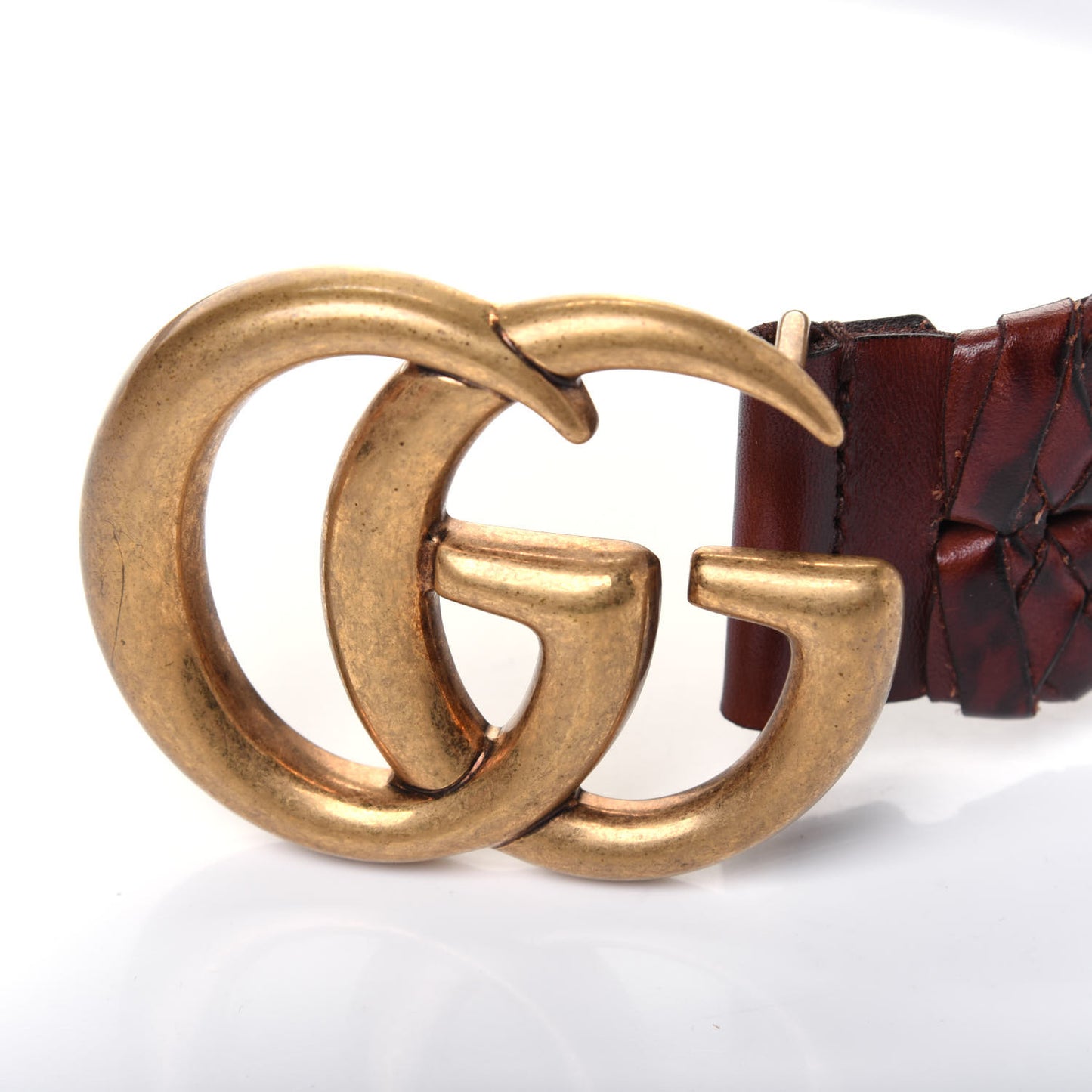 Calfskin Braided Double G 40mm Belt 115 46 Cuoio Bruciato