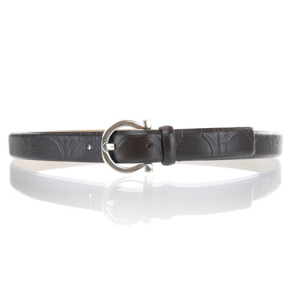 FASHIONPHILE SALVATOREFERRAGAMOGanciniEmbossedBelt32Brown 1 of 5