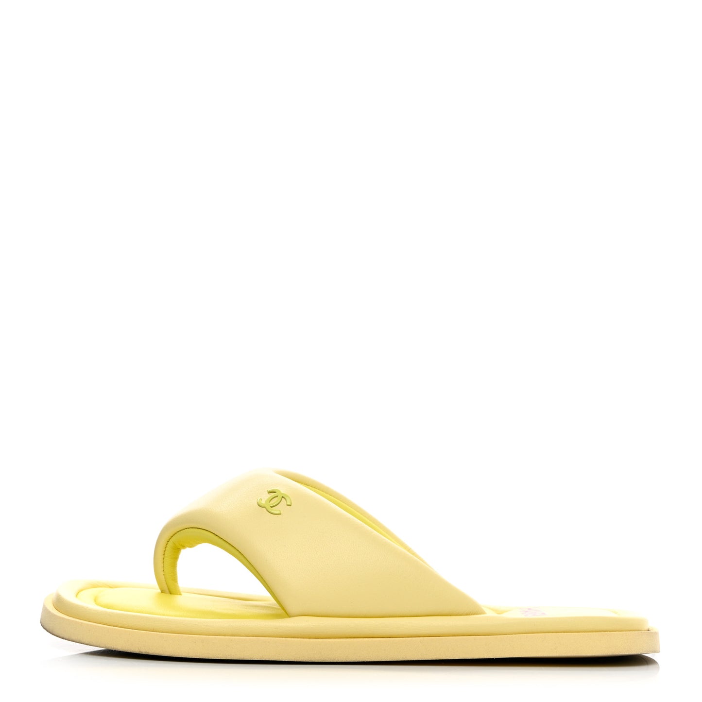 Lambskin CC Thong Sandals 40 Yellow