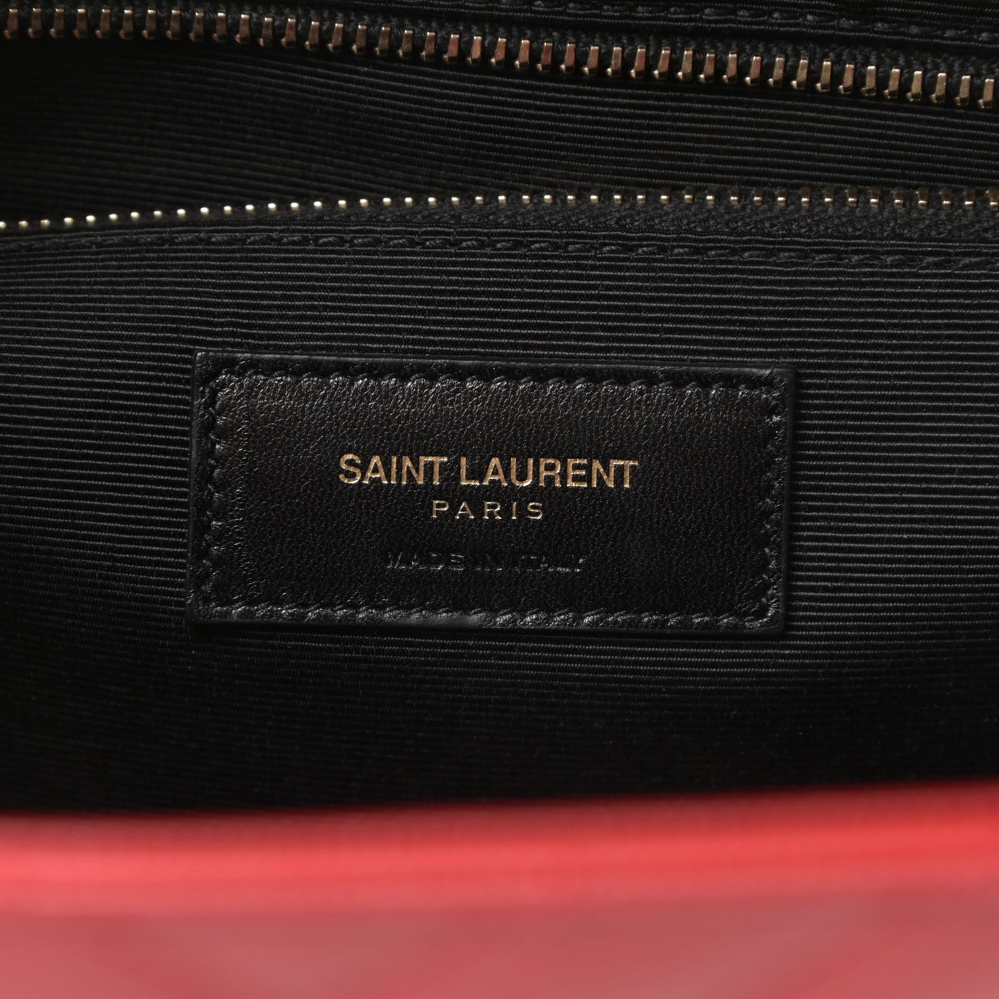 Grain De Poudre Matelasse Chevron Large Monogram Satchel Lipstick Red