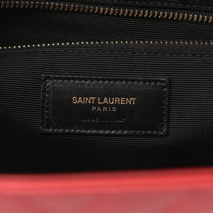 Saint Laurent Grain De Poudre Matelasse Chevron Large Monogram Satchel Lipstick Red 6 of 13