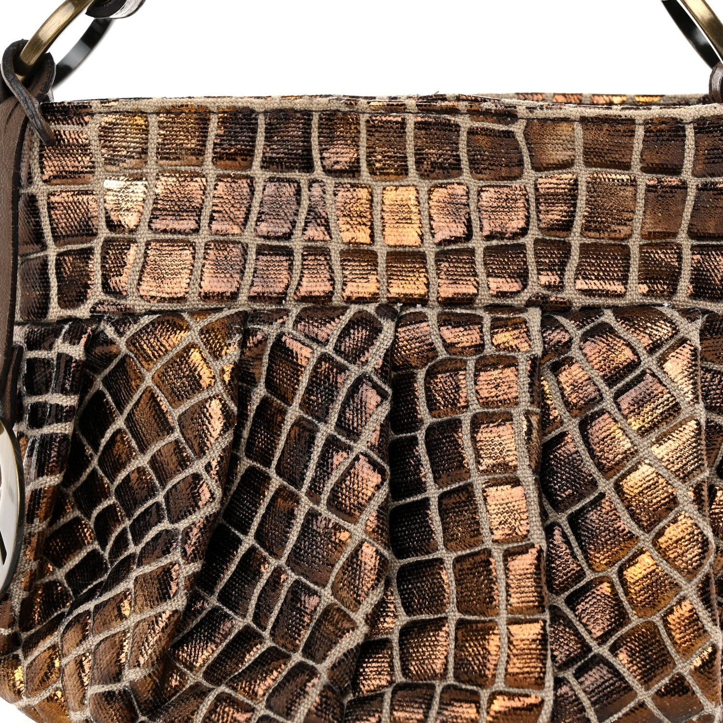 Metallic Canvas Croc Effect Mini Chef Hobo