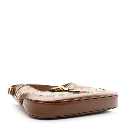 Gucci GG Supreme Monogram Azalea Calfskin Web Small Jackie 1961 Hobo Beige Ebony Brown Sugar 4 of 10