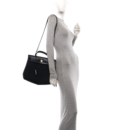 Hermes Military Toile Vache Hunter Herbag Zip Retourne 31 PM Black 2 of 12