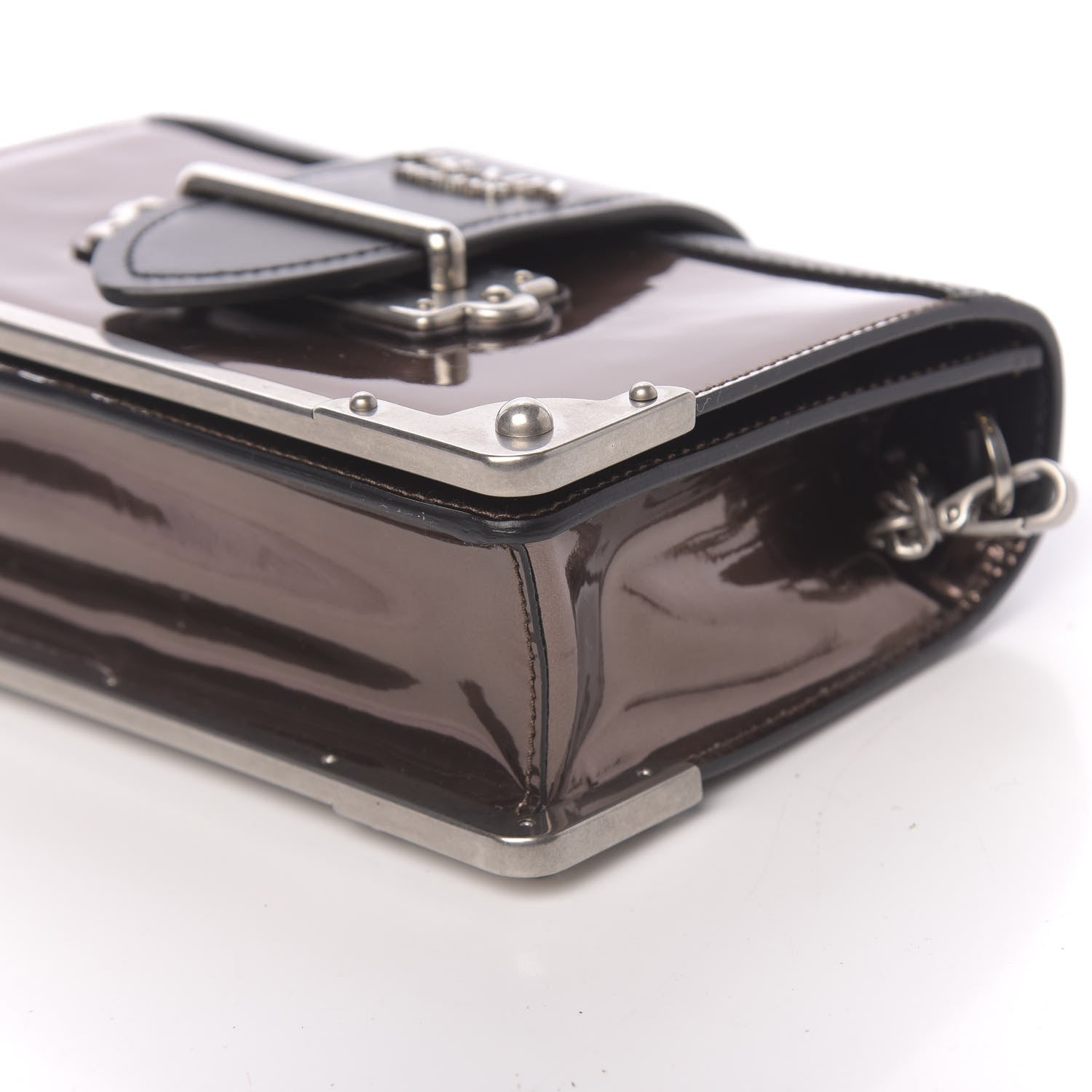 Prada Metallic Vitello Saffiano Cahier Bag Cammeo Black 8 of 9