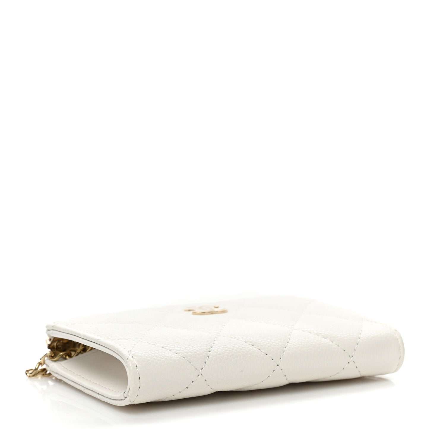 Caviar Quilted Zipped Key Holder Case White