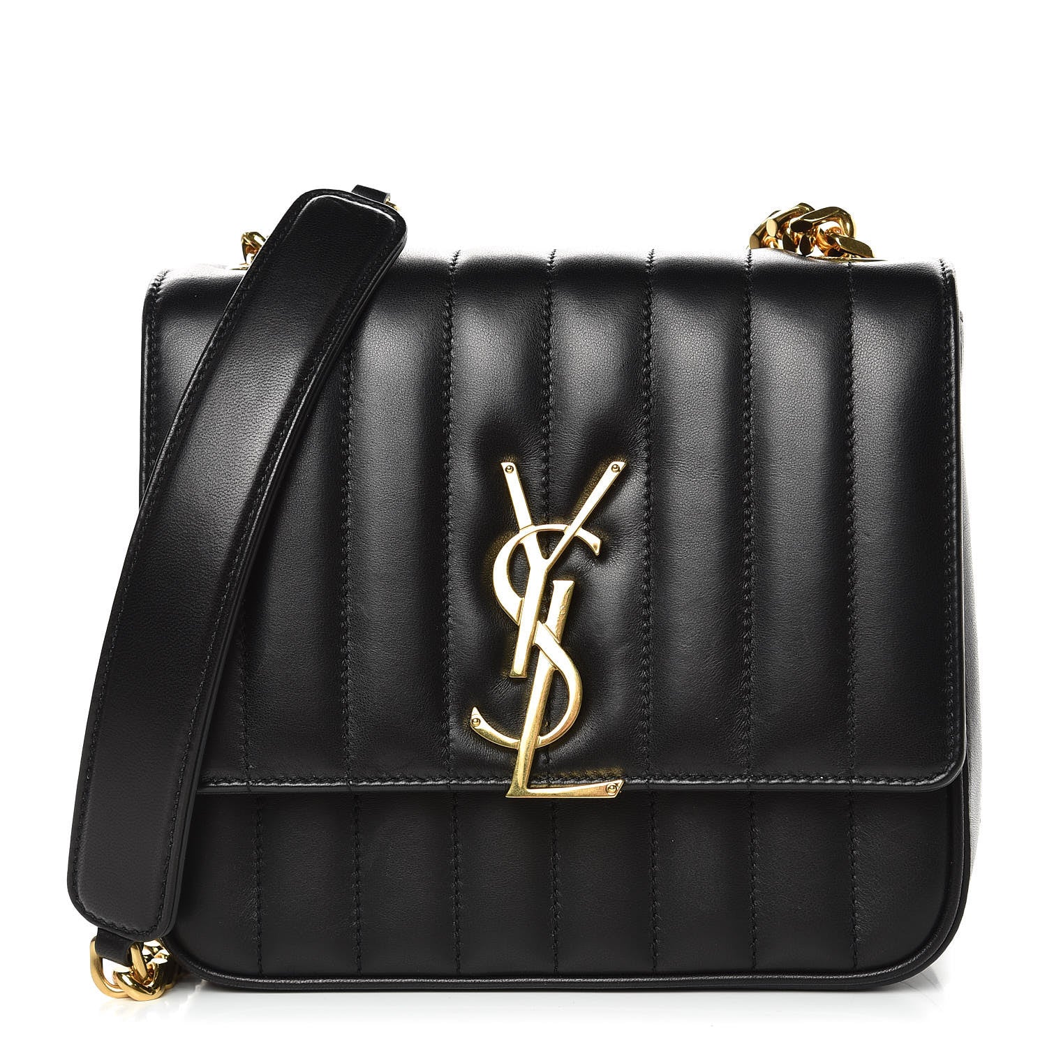 Saint Laurent Lambskin Matelasse Monogram Medium Vicky Chain Bag Black 1 of 9