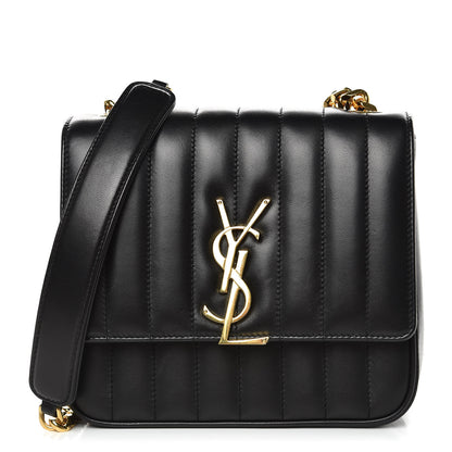 Saint Laurent Lambskin Matelasse Monogram Medium Vicky Chain Bag Black 1 of 9