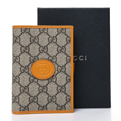 Gucci GG Supreme Monogram Textured Calfskin Retro Interlocking G Passport Case Beige Yellow 11 of 11
