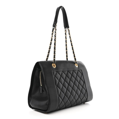 Chanel Sheepskin Quilted Mademoiselle Vintage Shopping Tote Black 3 of 11