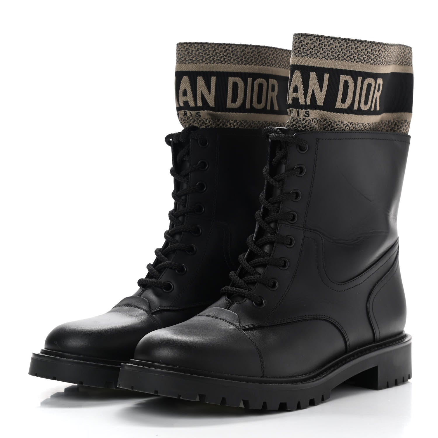 Christian Dior Calfskin Technical Fabric D-Major Ankle Boots 39.5 Black Taupe 3 of 8