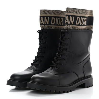 Christian Dior Calfskin Technical Fabric D-Major Ankle Boots 39.5 Black Taupe 3 of 8