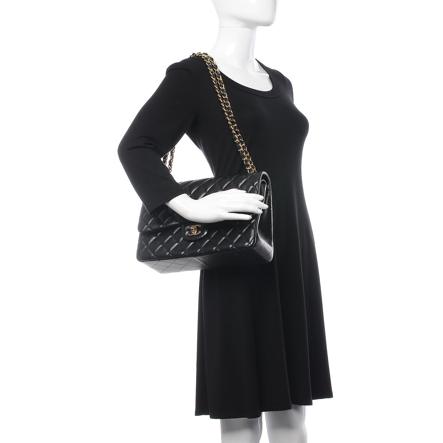 Chanel Lambskin Quilted Jumbo Double Flap Black 3 of 9