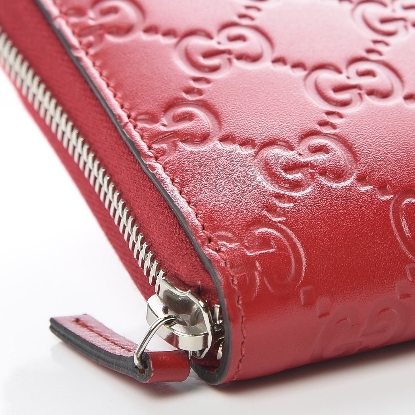 Guccissima Signature Zip Around Organizer Wallet Hibiscus Red