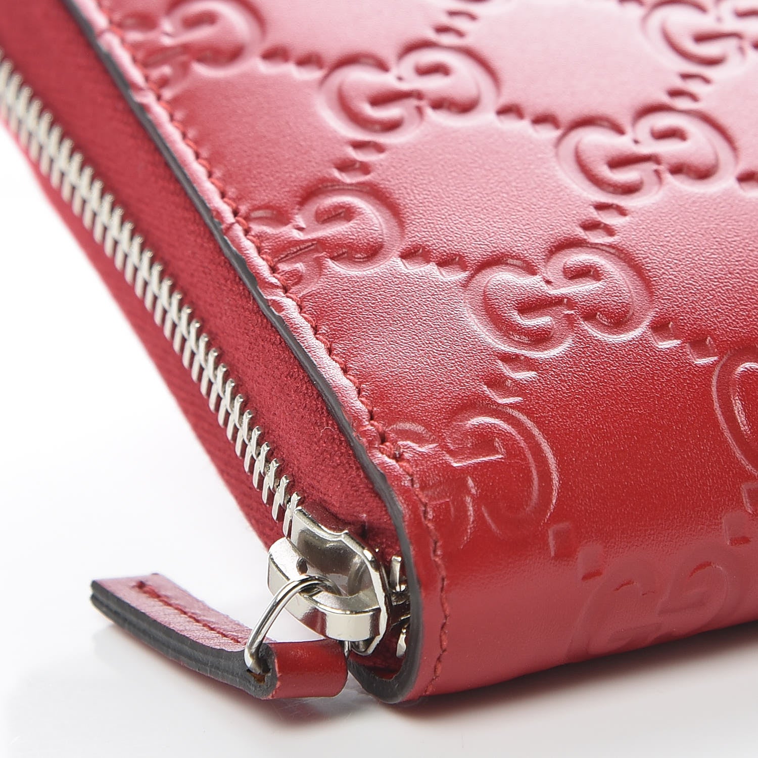 Gucci Guccissima Signature Zip Around Organizer Wallet Hibiscus Red 5 of 10
