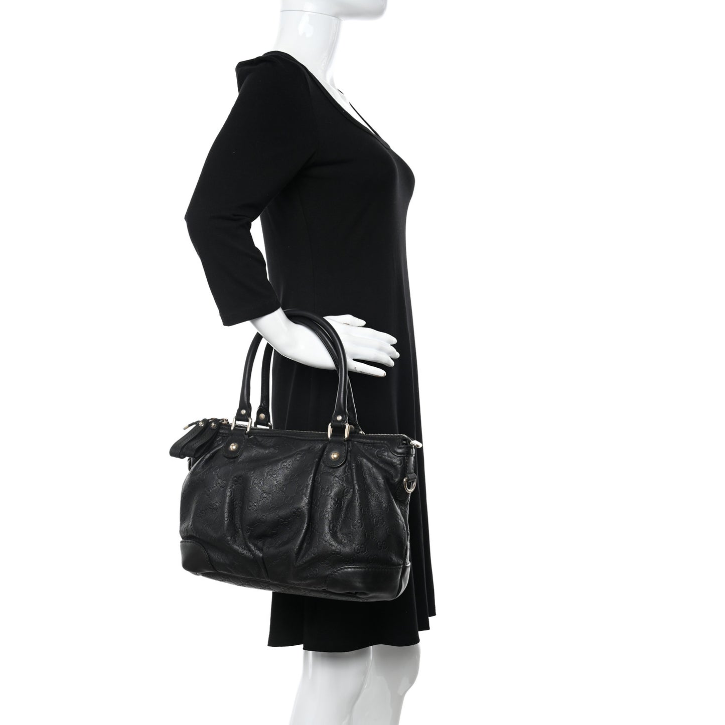 Guccissima Medium Sukey Top Handle Tote Black