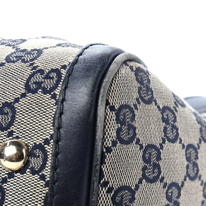 Gucci Monogram Selleria Calfskin Vintage Web Medium Boston Beige Blue 11 of 11