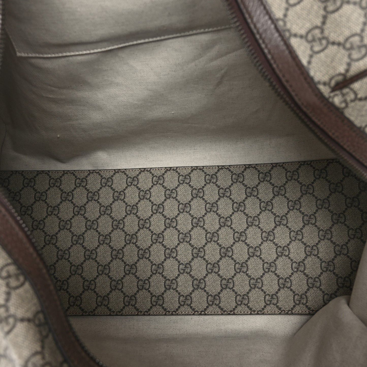 GG Supreme Monogram Textured Dollar Calfskin Web Medium Ophidia Carry-On Duffle Bag Beige Ebony New Acero