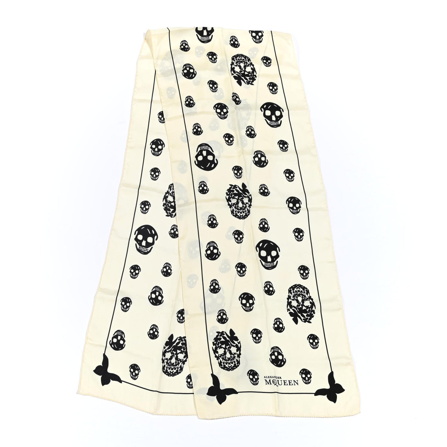 Silk Butterfly Skull Scarf Ivory