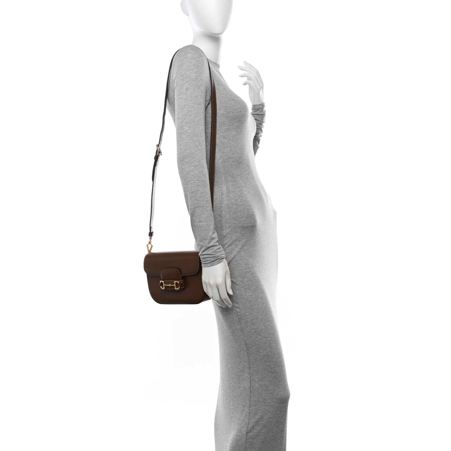 Gucci Azalea Calfskin Web Mini Horsebit 1955 Shoulder Bag Brown Sugar 2 of 14