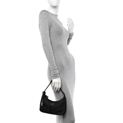 Prada Tessuto Nylon Saffiano Mini Re-Edition 2005 Bag Black 2 of 11