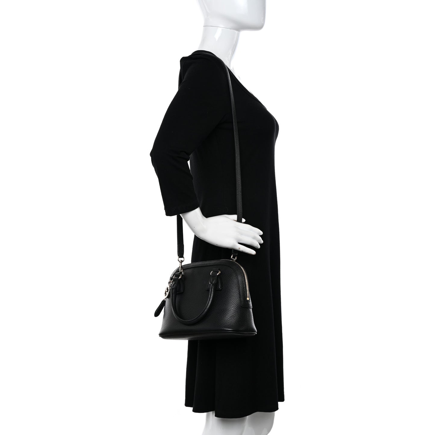 Dollar Calfskin Small GG Charm Dome Bag Black