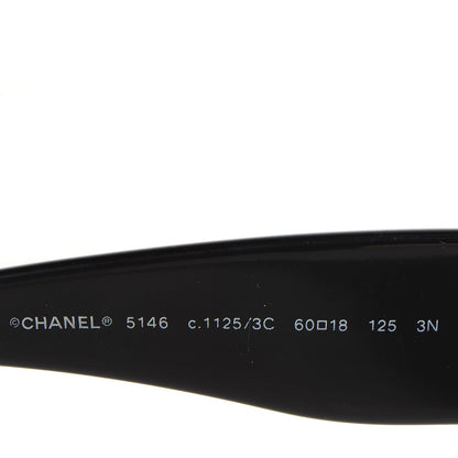 Chanel Acetate CC Lace Effect Sunglasses 5146 Black White 5 of 8