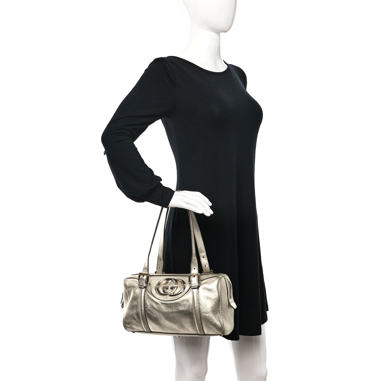 Metallic Calfskin Medium Britt Boston Gold
