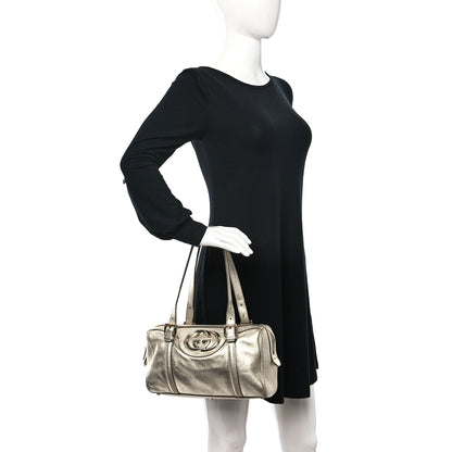 Gucci Metallic Calfskin Medium Britt Boston Gold 2 of 10