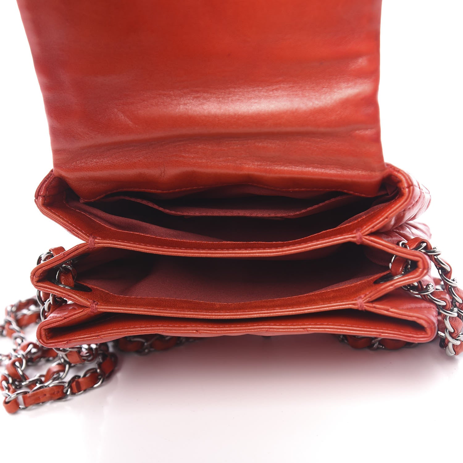 Chanel Lambskin Quilted Mini Chanel 3 Flap Red 5 of 14