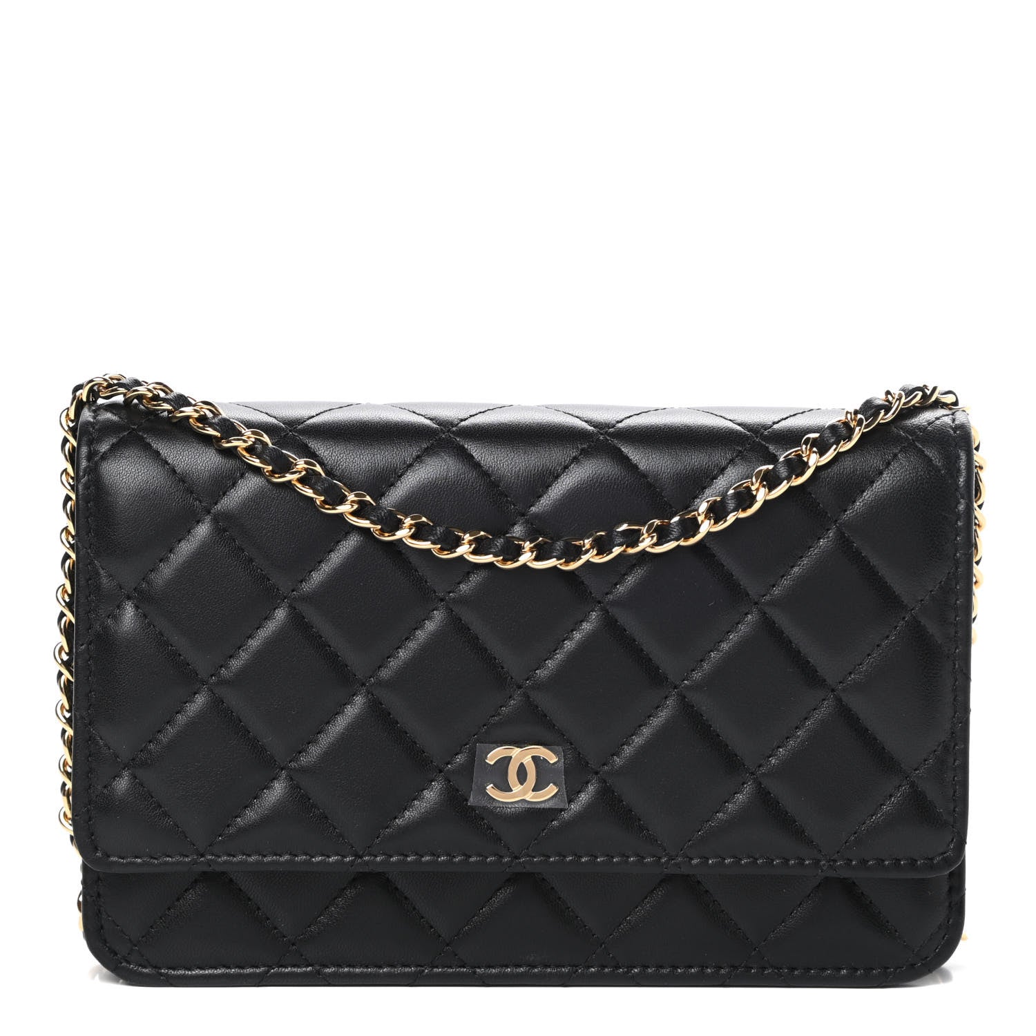 Chanel Lambskin Quilted Wallet On Chain WOC Black 1 of 13