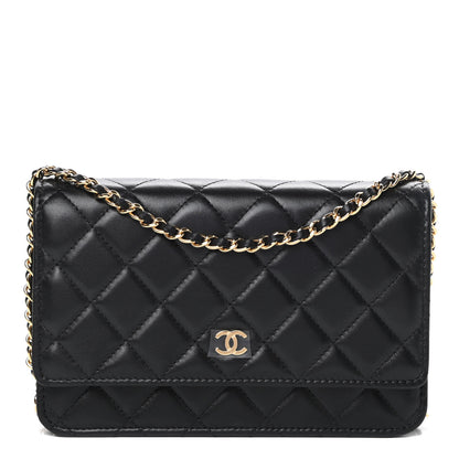 Chanel Lambskin Quilted Wallet On Chain WOC Black 1 of 13