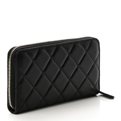 Chanel Lambskin Quilted Small Lucky Charms Zip Around Wallet Black 3 of 8