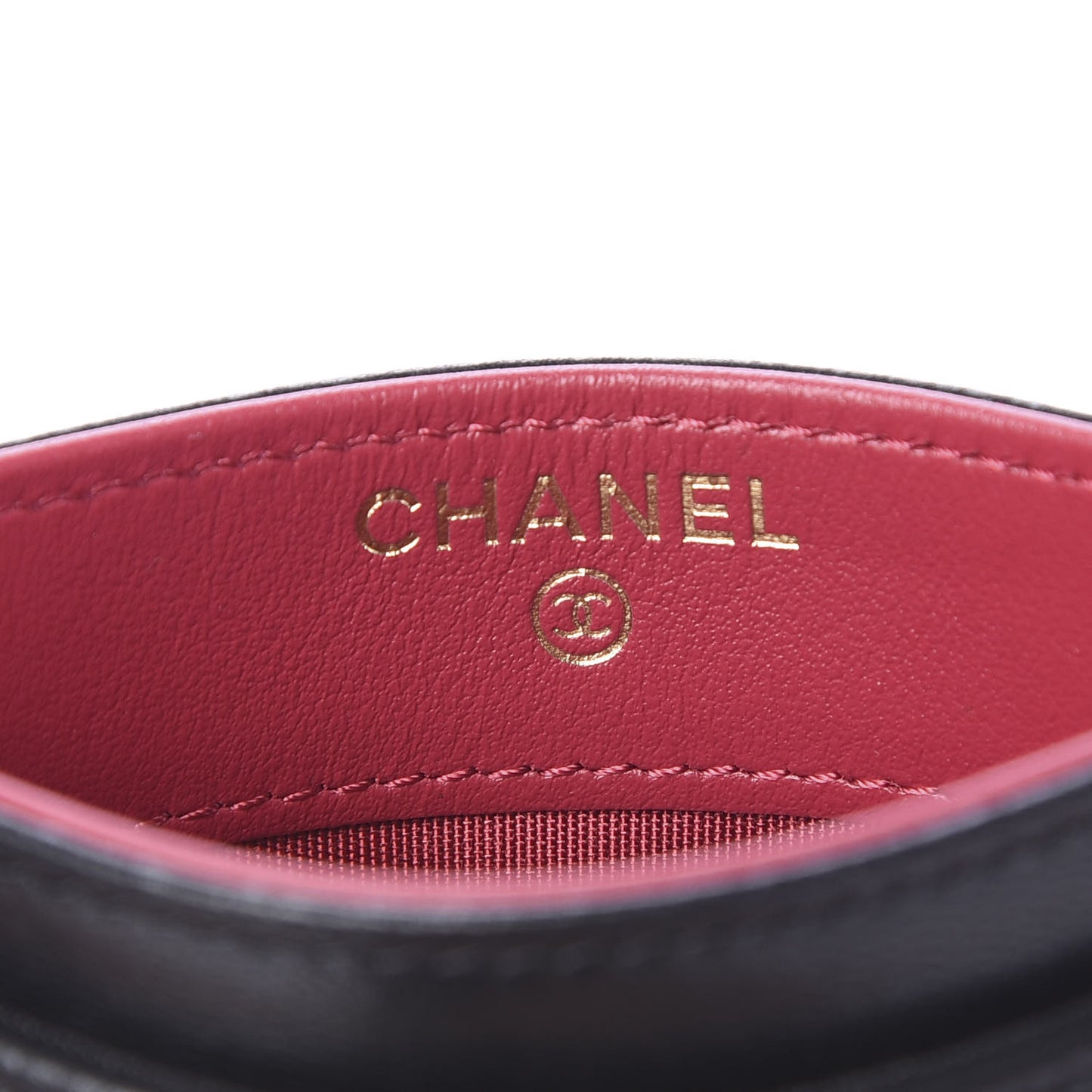 Shiny Goatskin Quilted Chanel 19 Card Holder Black