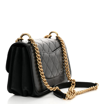 Chanel Iridescent Calfskin Quilted Small Straight Lined Flap Black 3 of 12