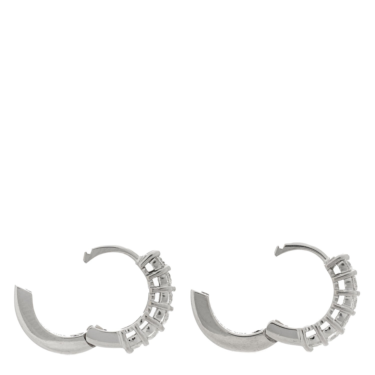 Roberto Coin 18K White Gold Diamond .70ct Huggie Hoop Earrings 3 of 4