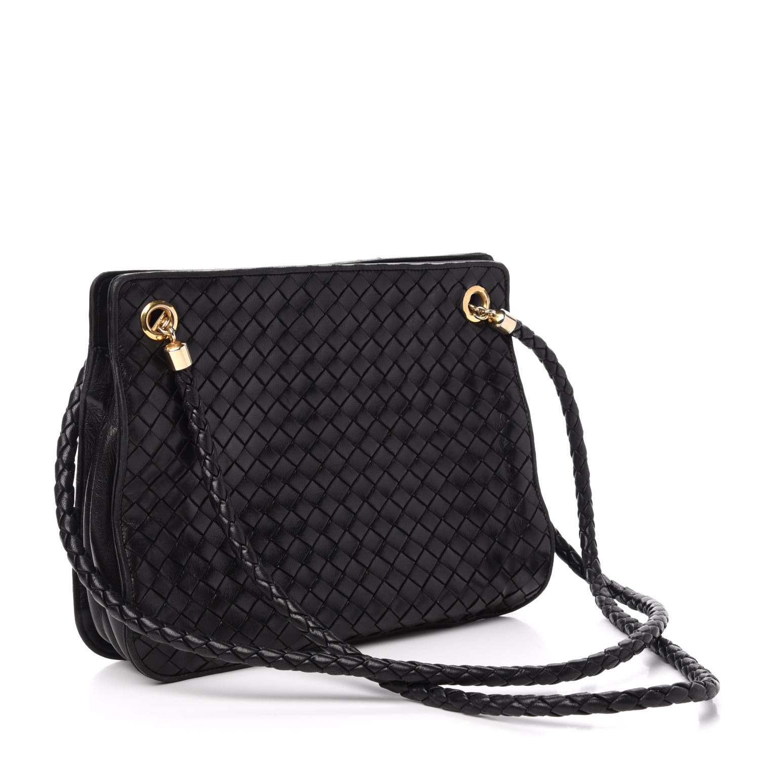 Bottega Veneta Nappa Intrecciato Shoulder Bag Black 3 of 11