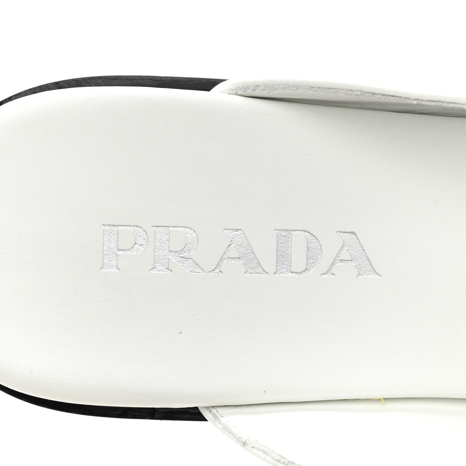 Prada Brushed Calfskin Metal Triangle Logo Mules 40 White 7 of 8