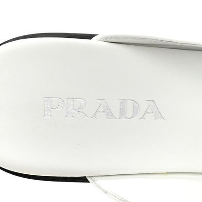 Prada Brushed Calfskin Metal Triangle Logo Mules 40 White 7 of 8