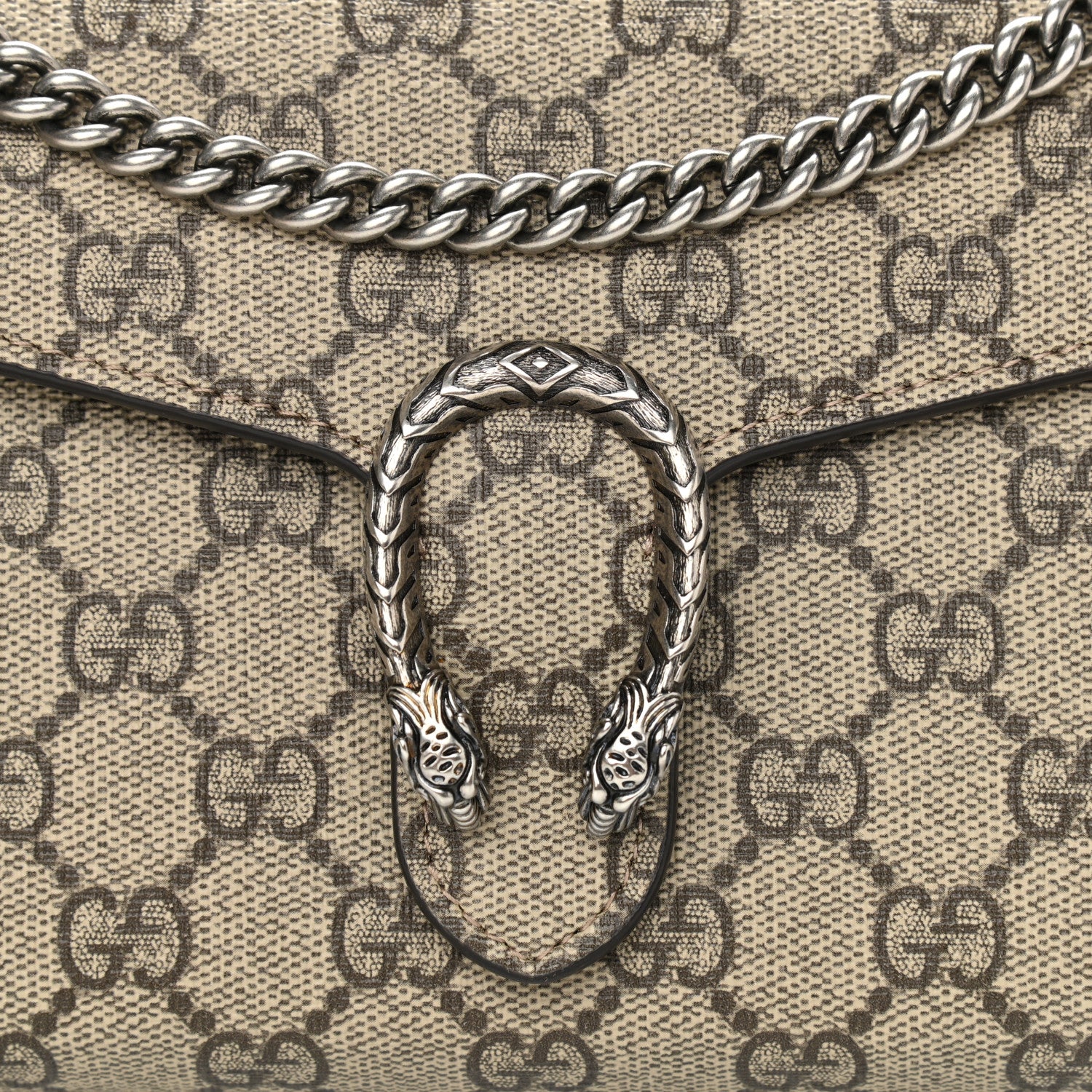 Gucci GG Supreme Monogram Mini Dionysus Chain Wallet Beige Black 8 of 12