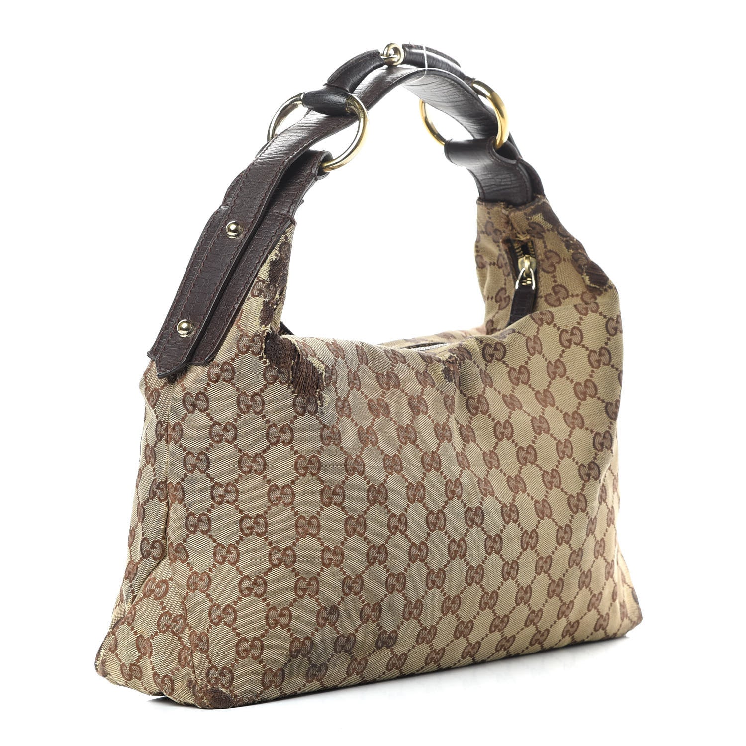 Gucci Monogram Medium Horsebit Chain Hobo Dark Brown 3 of 19