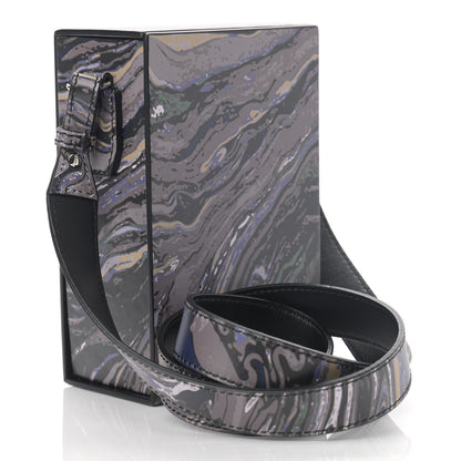 Fendi Calfskin Marble Logo Vertical Box Grigio Blue White 2 of 10