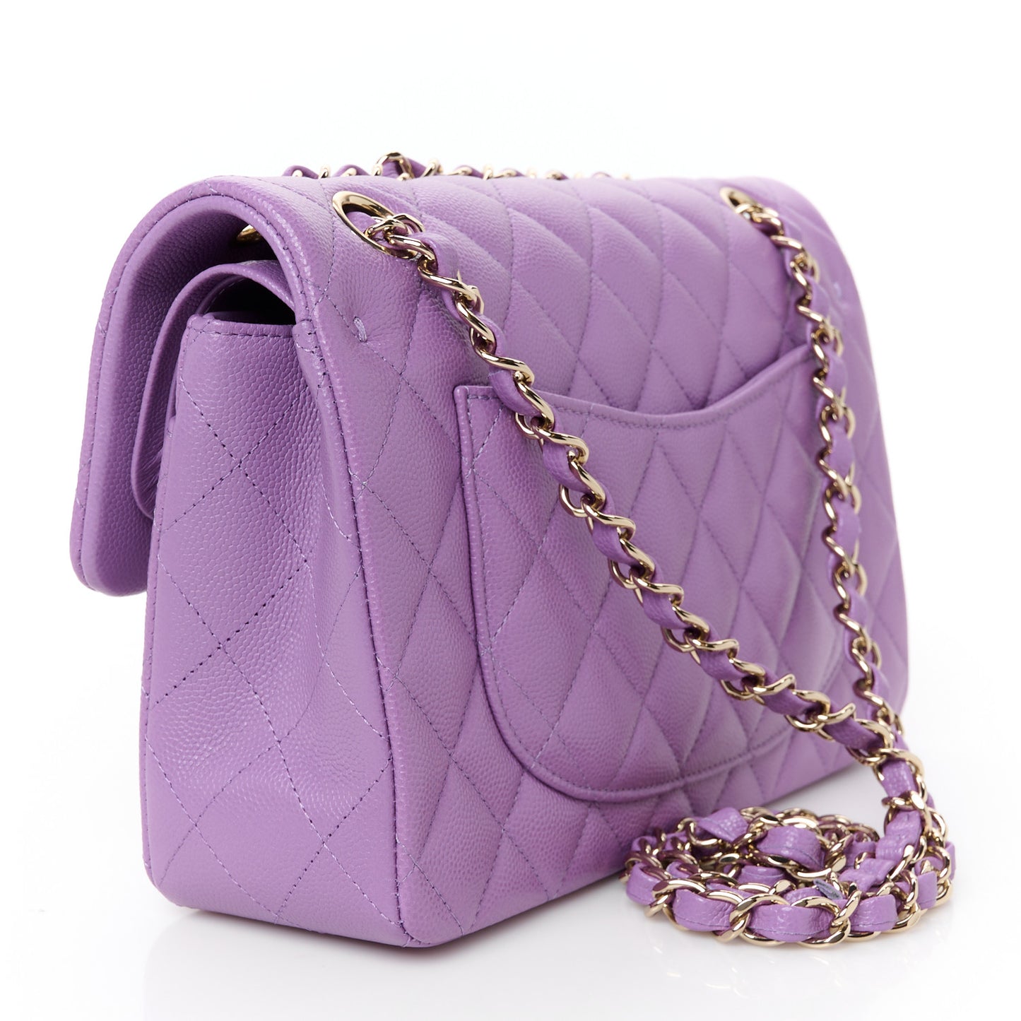 Caviar Quilted Small Double Flap Purple