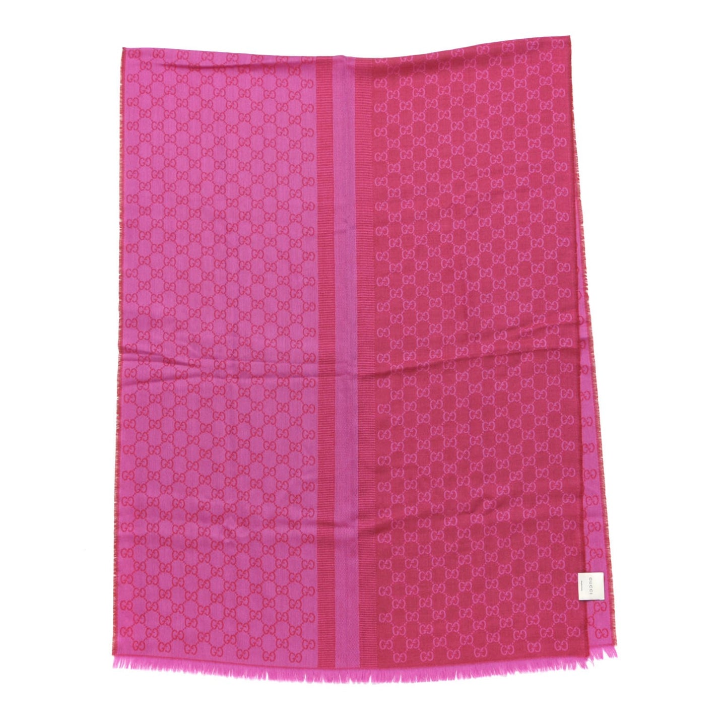 Wool Jacquard Monogram Scarf Fuchsia