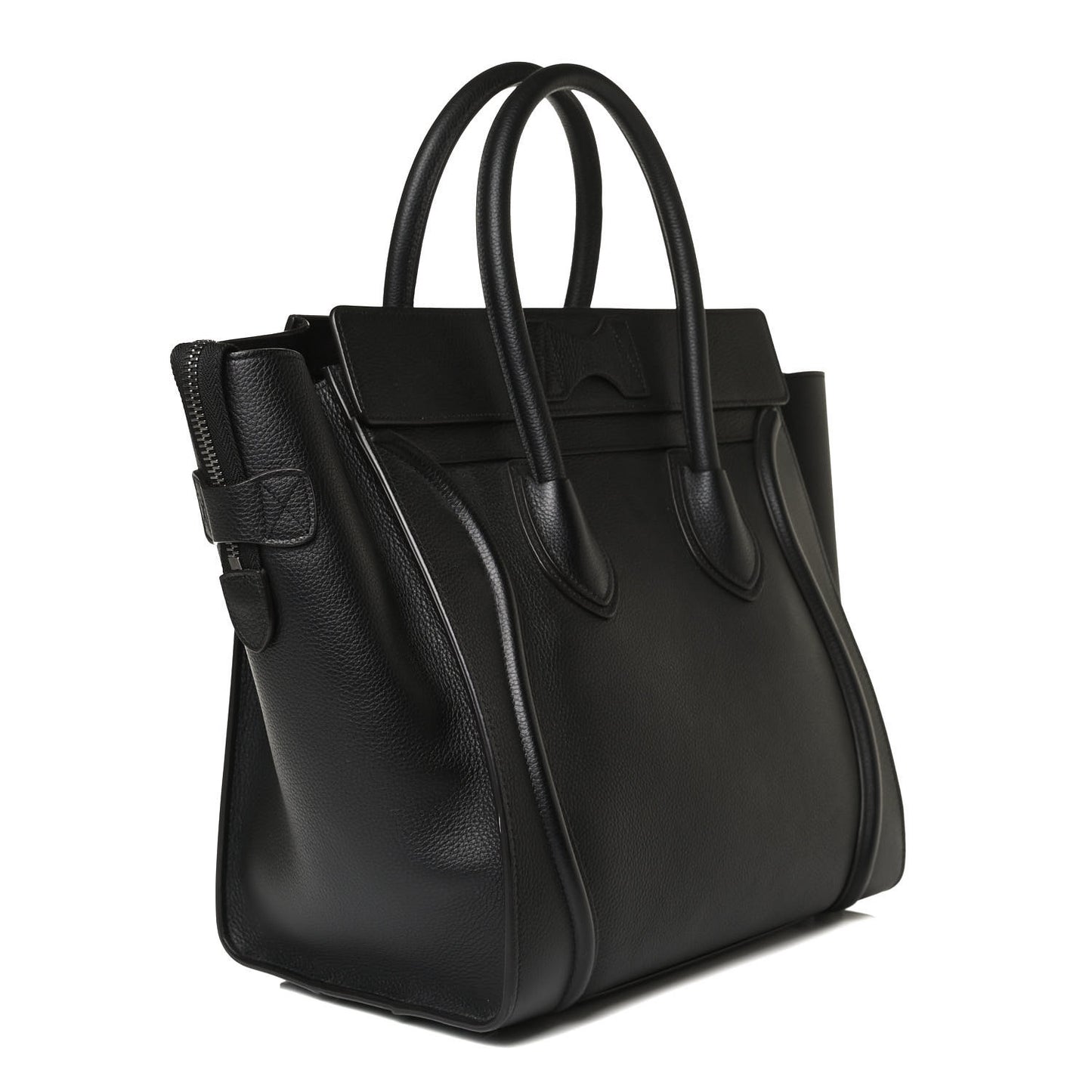 Drummed Calfskin Mini Luggage Black